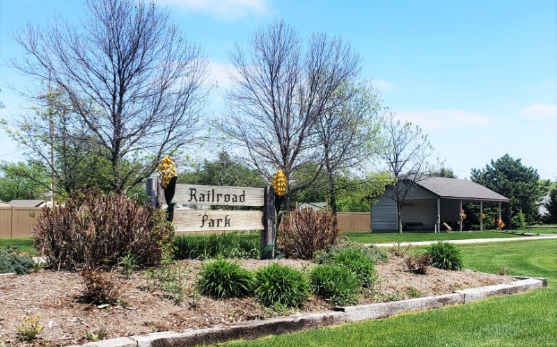 The Cowboy Trail Railroad Park picnic pavilion is located north of downtown Atkinson.